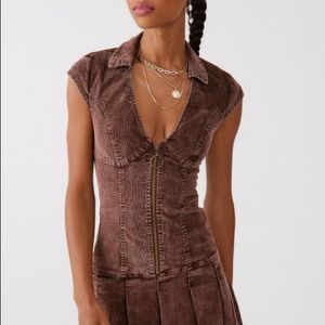 NWT Urban Outfitters Brown Jazzy Corduroy Dress